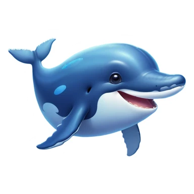 Cinematic Cute Humpback Whale Portrait Emoji, Head tilted playfully and inquisitively, featuring a softly rounded body with bright, sparkling eyes and an adorably expressive mouth, Simplified yet irresistibly adorable features, highly detailed, glowing with a warm, ocean-blue glow, high shine, affectionate and gentle, stylized with a touch of whimsical aquatic charm, soft glowing outline, capturing the essence of a friendly and endearing whale that seems as if it could sing its way into your heart! sticker