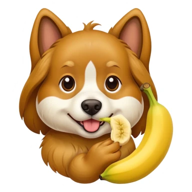 Dog eating a banana  sticker