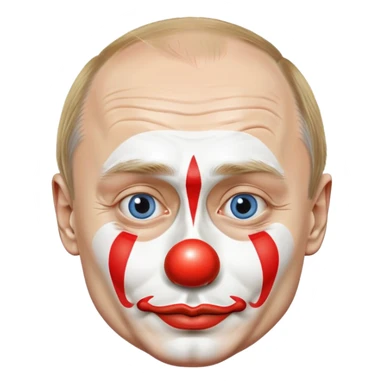 Putin with a clown nose sticker