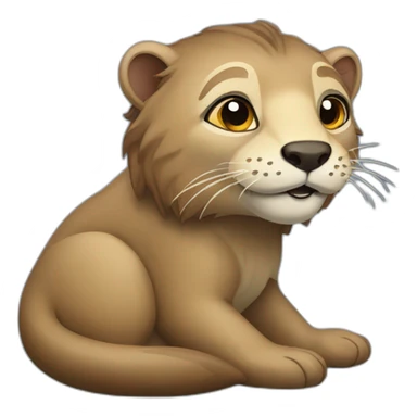 Loutre sur un lion sticker
