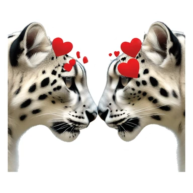 Two kissing snow leopards surrounded with red hearts  sticker