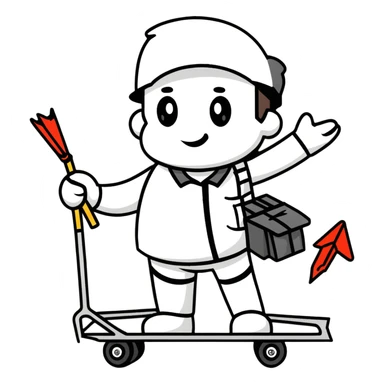 ramp agent with marshalling wands guiding aircraft sticker