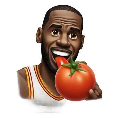 Lebron James licking a tomato sticker