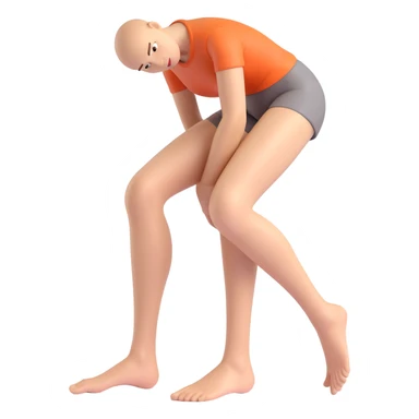 3D emoji style human leg, bent at the knee, simple and expressive, neutral skin tone sticker
