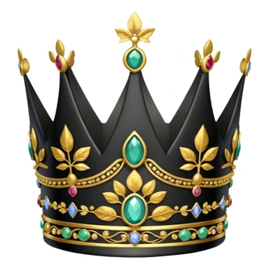 eine schwarze krone mit ein wenigen verzirten goldblätter edelsteine sticker