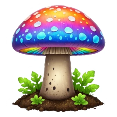 rainbow glowing magic mushroom with dirt sticker