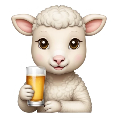 little lamb drinking alcohol  sticker