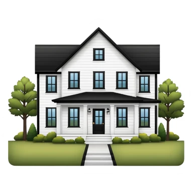 modern farmhouse with white siding and black trim sticker