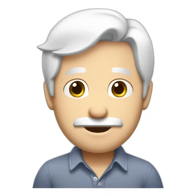 European shy guy with white hair wearing a shirt sticker