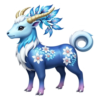 Shiny Glossy Pastel Light Divine Bovine Beautiful Floral Snowy Pretty Absol-Amaura-Suicune-Cobalion-fusion, full body sticker