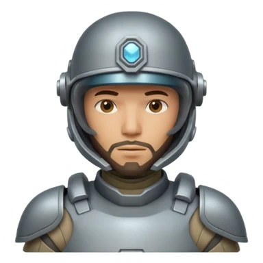 futuristic armored soldier human portrait, head and shoulders only, tan skin, short beard, helmet visor, sci-fi armor details, 3D cartoon, mobile game icon style, clean background, no text, no watermark

 sticker