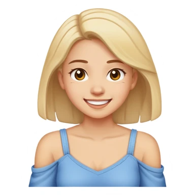 Girl struggling her shoulders, smiling ￼ sticker