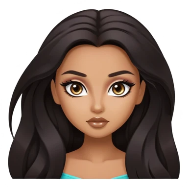 dark long hair, pretty eyes, pretty makeup, pretty bratz baddie sticker