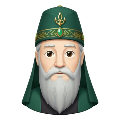 albus dumbledore with very long beard with dark green turkish fez cap and decorative motifs sticker