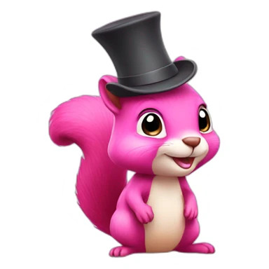 Pink squirrel with a hat sticker