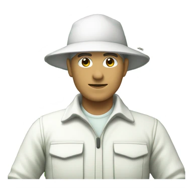 gardener pith helmet jacket white green trees  sticker