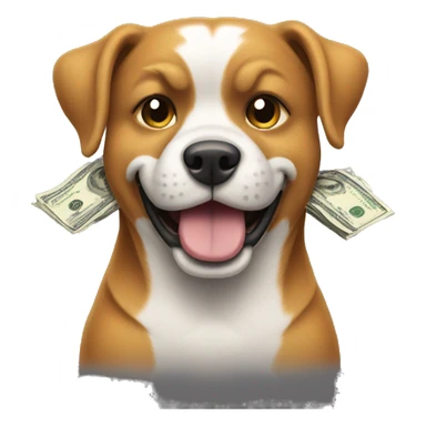 Dog flexing cash sticker