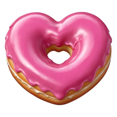 Realistic isolated heart shaped donut with pink frosting. sticker