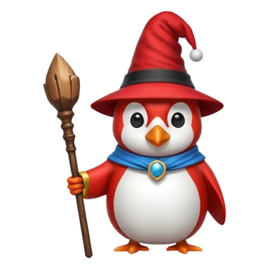 red Penguin Wizard, with youtube logo on his stick sticker