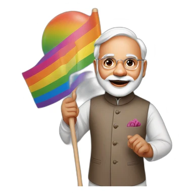 hyper realistic narendra modi waving lgbtq flag sticker