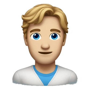 light brown hair chin length man with long face, hair sticking up blue eyes sticker