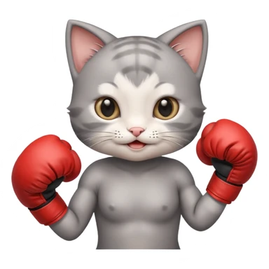 Smiling Gray baby girl kitten boxing  sticker