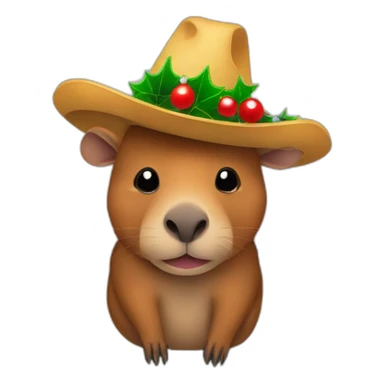 Capibara con sombrero navideño sticker
