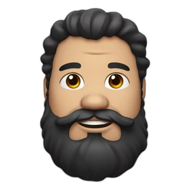fat man with wavy long black hair and a beard sticker