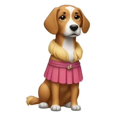 Dog wearing a skirt sticker