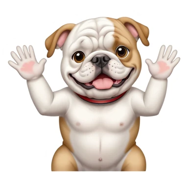 White English Bulldog, high five sticker