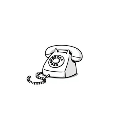 A simple hand-drawn corded telephone with handset and curly cord sticker