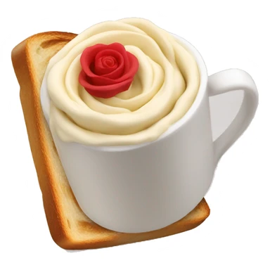 rose shape whiped crema with toast sticker