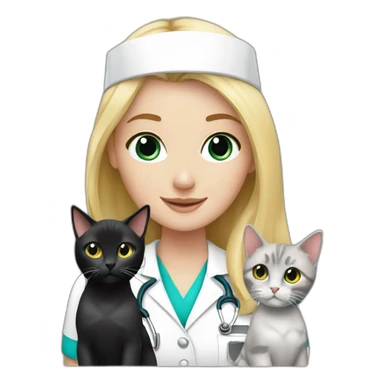 Nurse Blond white girl with 2 cats  one grey and one black sticker