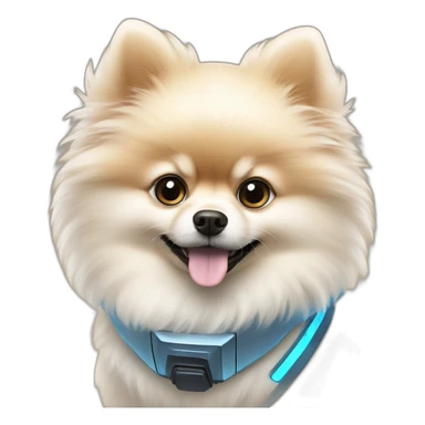 light cream pomeranian blue space explorer sticker