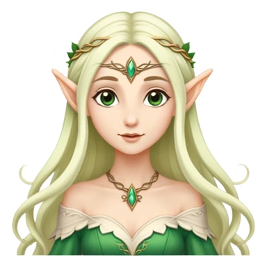 very feminine elf with long flowing hair, delicate features, elegant dress sticker