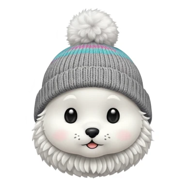 beanie with A fluffy pom-pom sticker