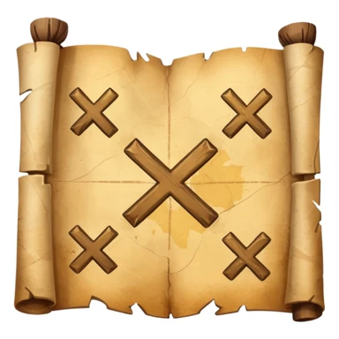 aged parchment map with X marked treasure map. sticker