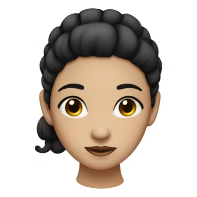 Girl with white skin a black ponytail and black cheeks sticker