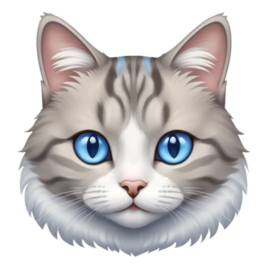 Grey and white tabby cat with blue eyes  sticker