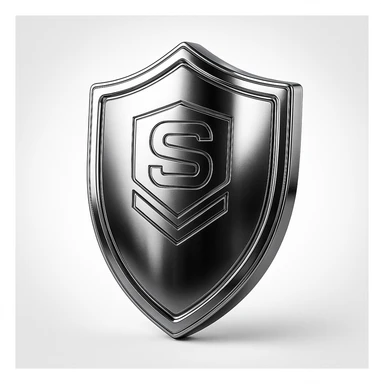 chrome style shield with beveled edges, dark metal, high gloss, sleek sticker