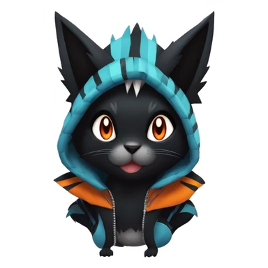 Cool Anthro Black Noibat-Quilava-Litten-Pokémon with edgy stripes hoodie spiked collar punk Full Body sticker