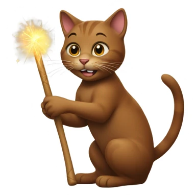 Brown cat with magic stick  sticker