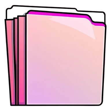 document folder, transparent glass with bright pink gradient from #FF335F to #FF99AA, soft shadows and highlights, minimalistic sticker