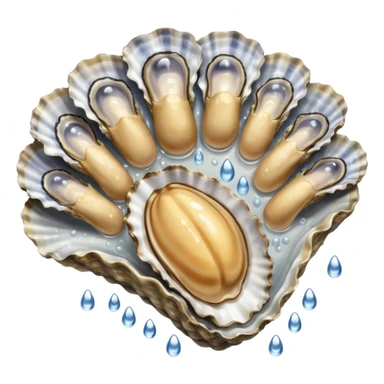 oyster being spread by fingers and splashing water droplets sticker