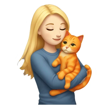 Blonde girl cuddling orange cat  sticker