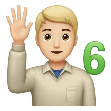 A guy with his hand up and the number 6 and the 7 on the other sticker