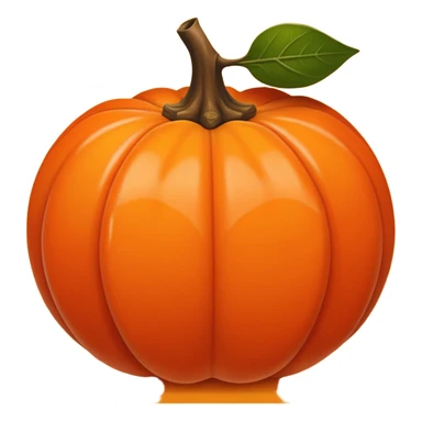 Flat emoji-style persimmon, smooth spherical shape, glossy surface, bright warm orange color, distinct dried brown leafy calyx on top, no side grooves, no ridges, not pumpkin-like, minimal detail, clean vector, iOS emoji style lighting. sticker