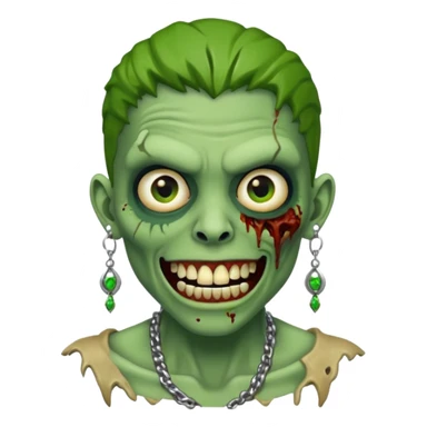Create a zombie emoji with grillz and earring sticker
