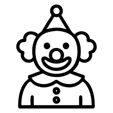 clown icon, simple, bold lines, minimal color, modern icon style sticker