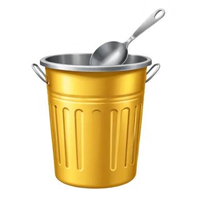 a spoon on a stainless steel garbage can sticker